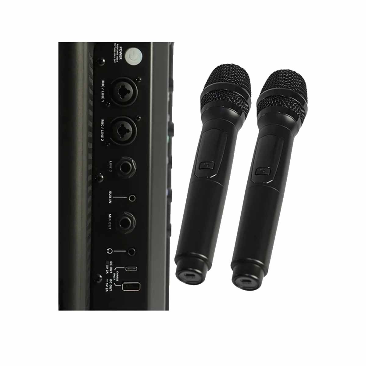 CUSTOM AUDIO SYSTEM MX-E - Parlante Activo Portátil con Batería Recargable con Micrófonos - Imagen 3